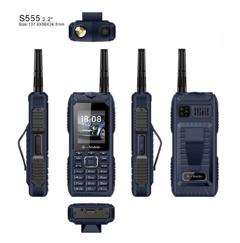 Мобильный телефон 3 sim S Mobile S555 с функцией Power Bank и усиленным сигналом Синий