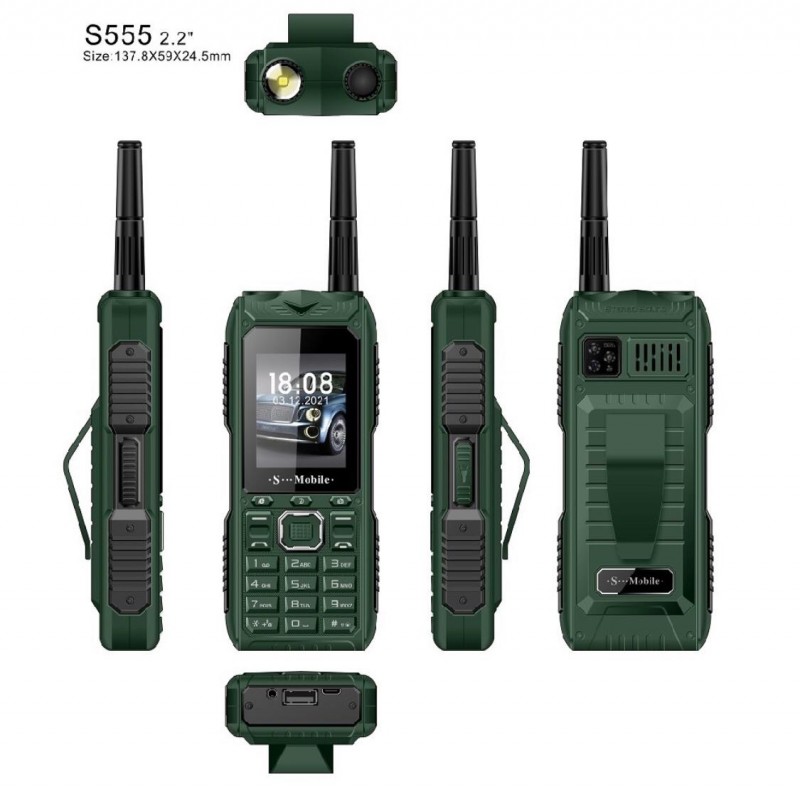 Мобильный телефон 3 sim S Mobile S555 с функцией Power Bank и усиленным сигналом Зеленый